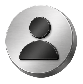 Avatar de utilizator redat în 3D argintiu, folosit ca element decorativ pe pagina FAQ